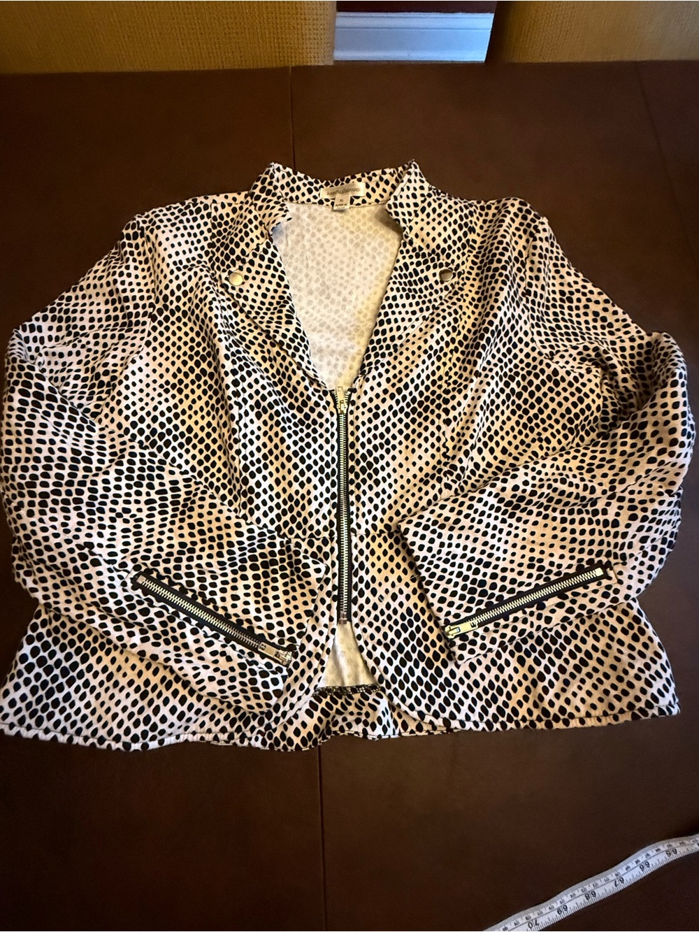 JohnPaulRichard Black & White Polka Dot Bomber Jacket